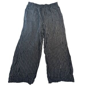 Time and Tru Womens Black White Striped Wide Leg Elastic Waist Pants Size M 8-10